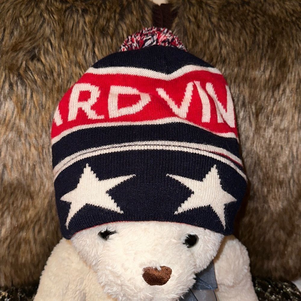Vineyard Vines OS All American Navy White Red Pom Pom Knit Winter Ski Hat